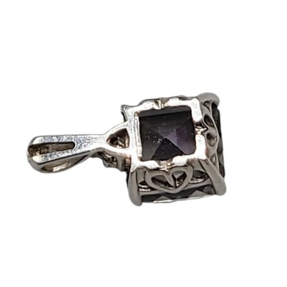 10k EMA Mystic Topaz Pendant Solid White Gold Setting Hearts in Frame 3 Accents - Picture 15 of 16